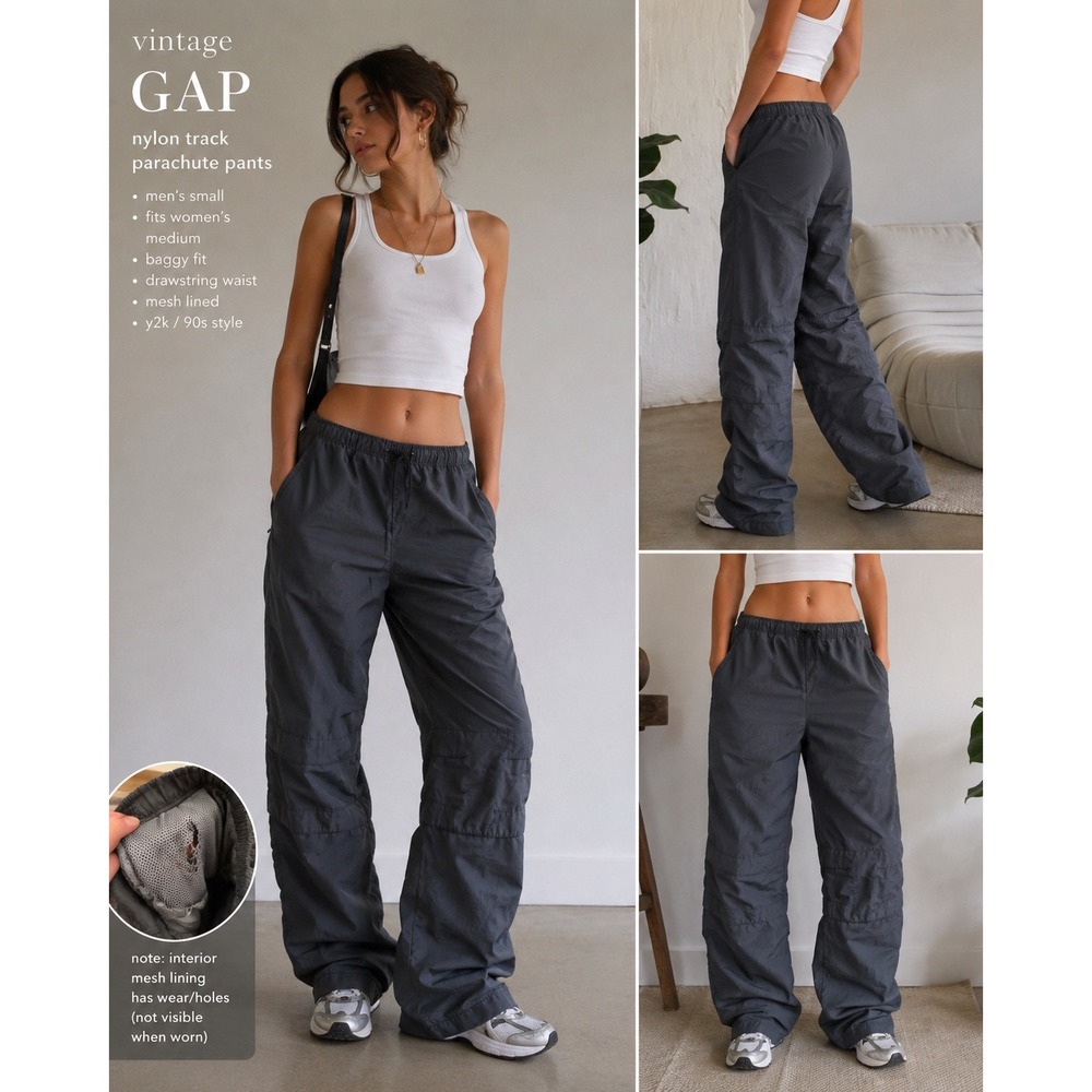 Vintage GAP Women's M Nylon Pants 90s Y2K Gorpcore Baggy Track Parachute